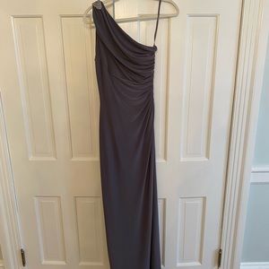Ralph Lauren One Shoulder Evening Gown with Brooch - Charcoal - Size 4